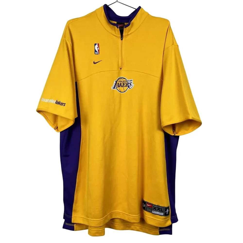 VTG Nike Team NBA Los Angeles Lakers Warmup Jersey XXL Yellow‎ Purple LA Y2K